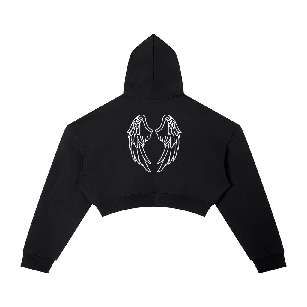 hidden angel flower cropped hoodie