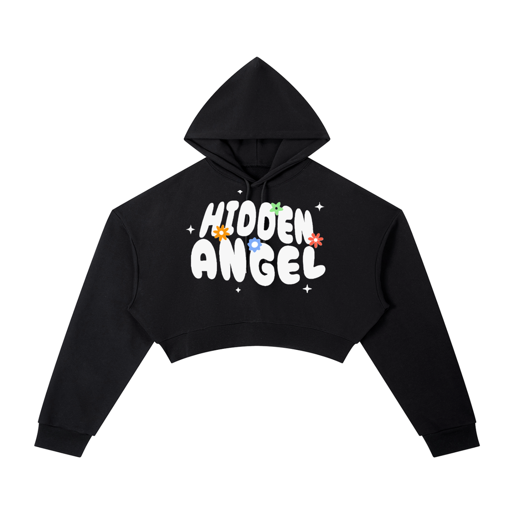 hidden angel flower cropped hoodie