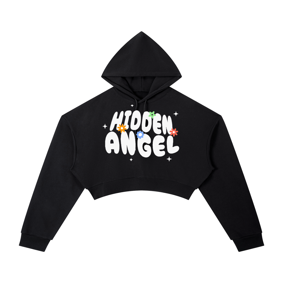 hidden angel flower cropped hoodie