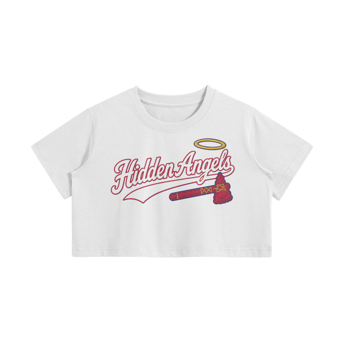 ladies tomahawk cropped tee white
