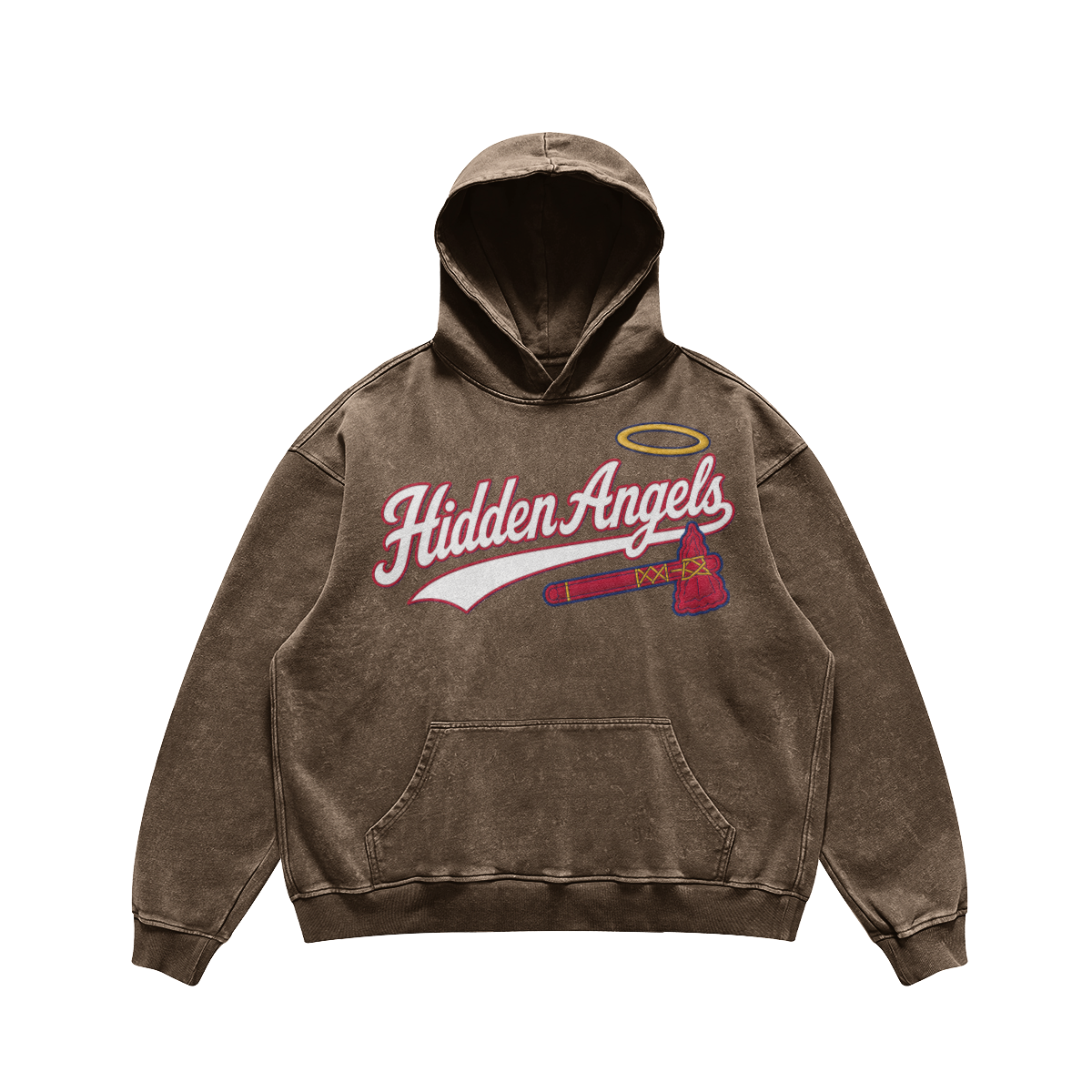 mens faded wash tomahawk hoodie
