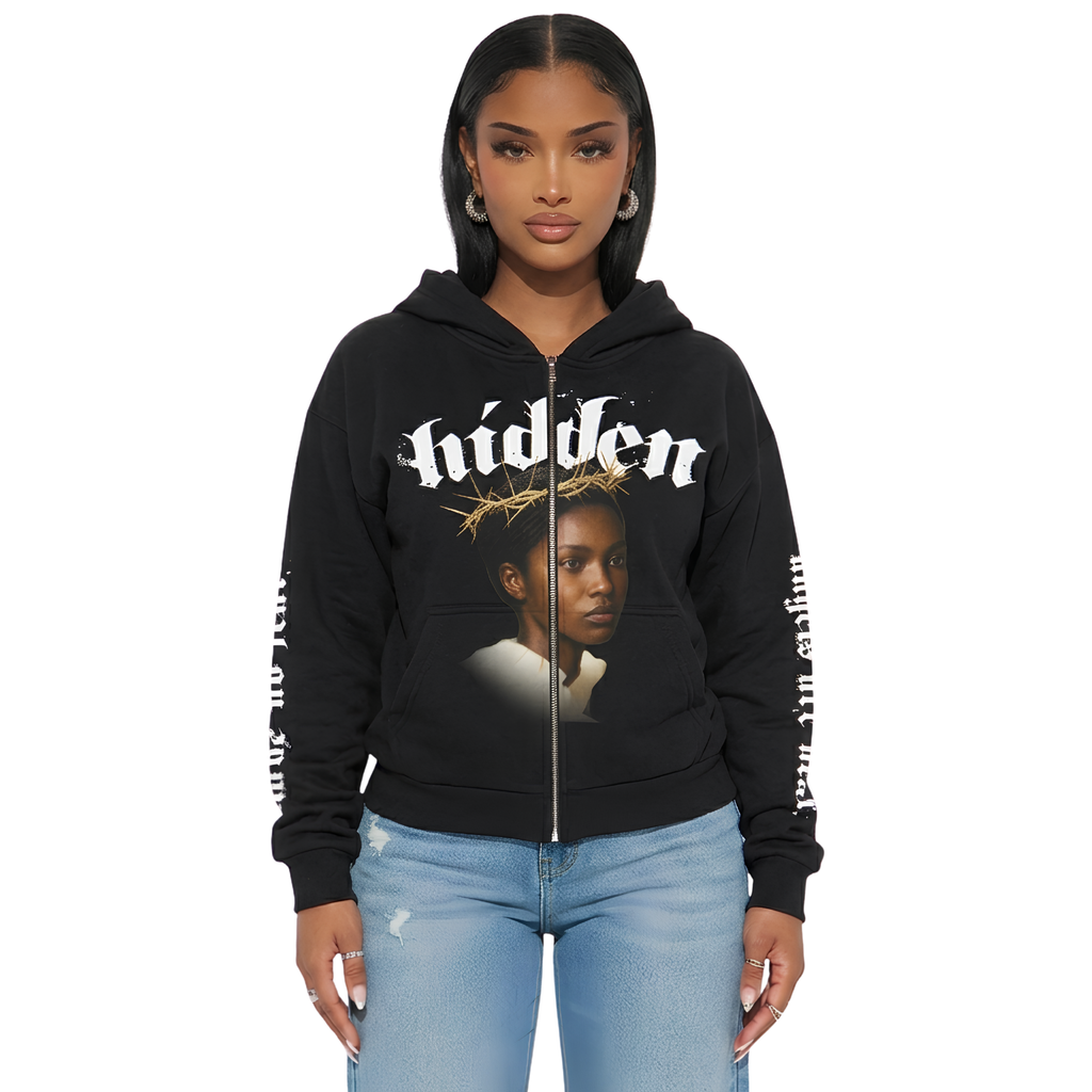crown of thorns zip hoodie