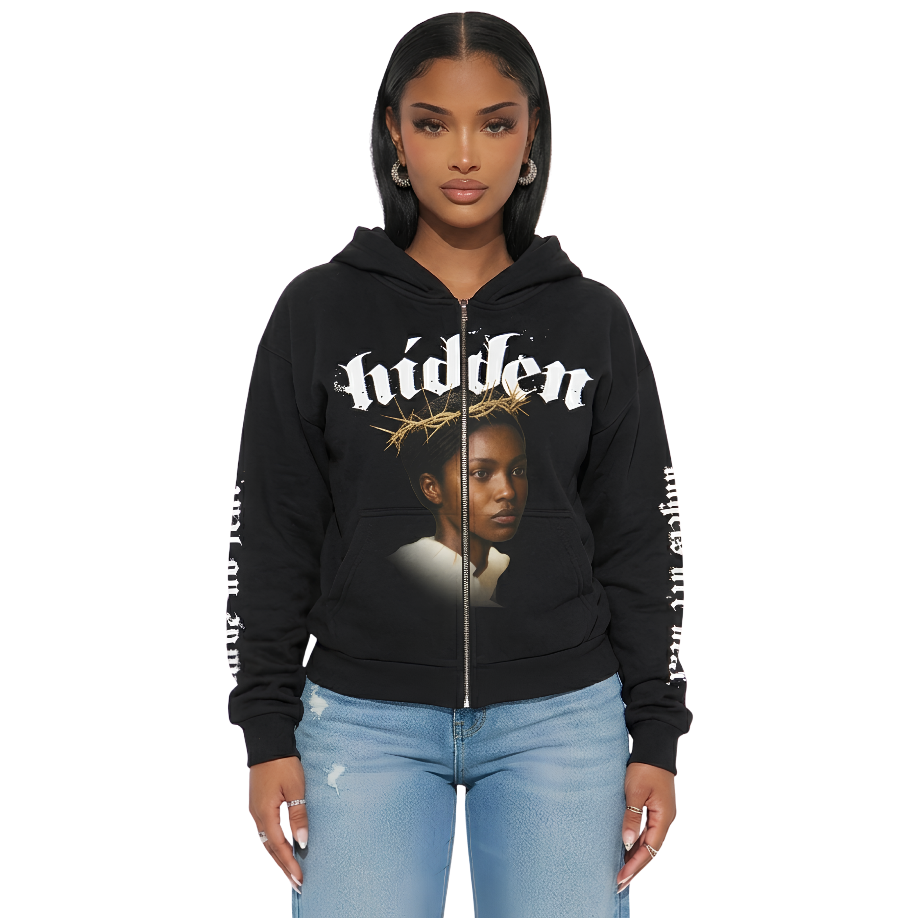 crown of thorns zip hoodie