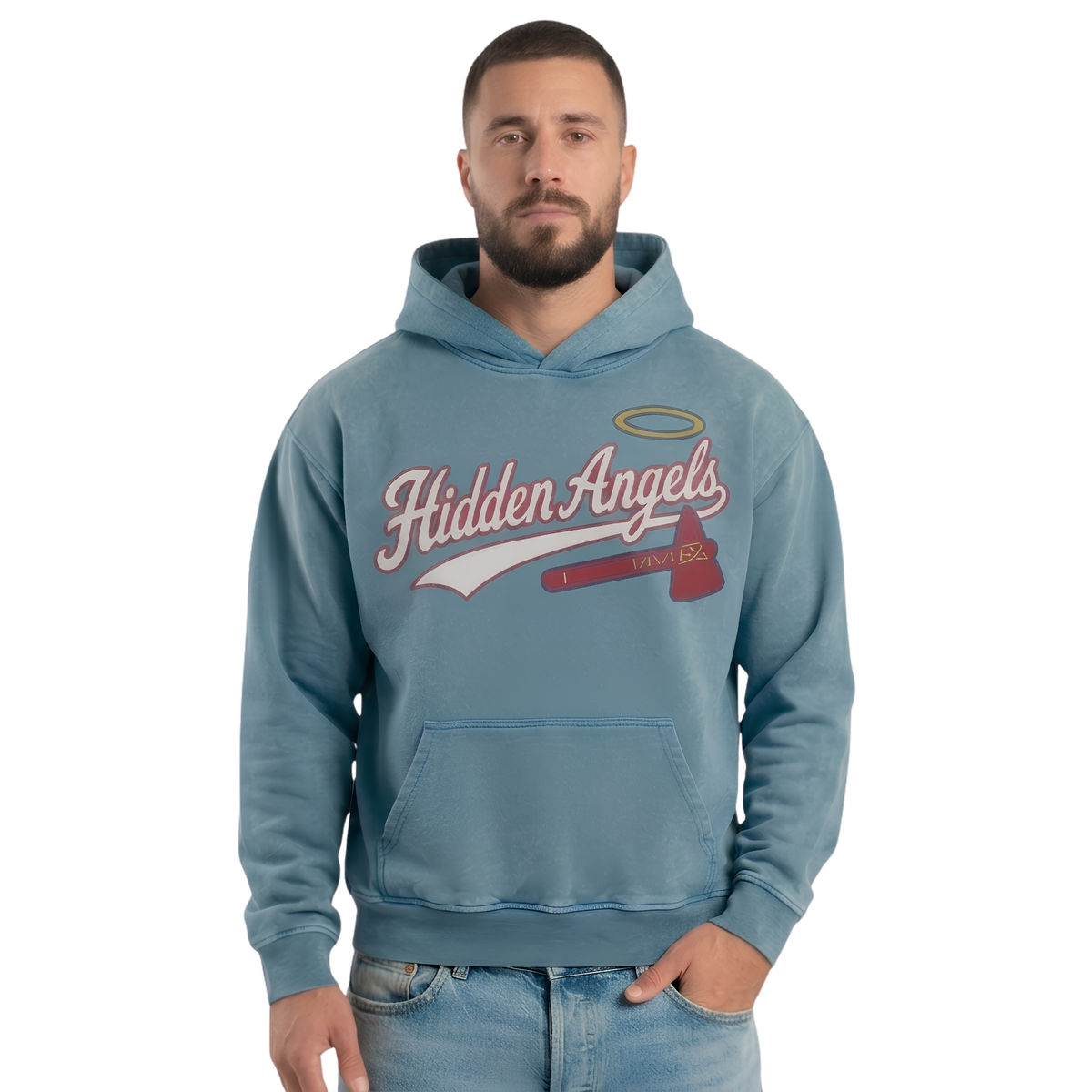 mens faded wash tomahawk hoodie