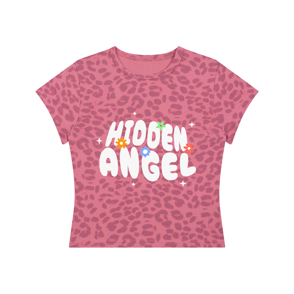 hidden angel leopard print crop tee