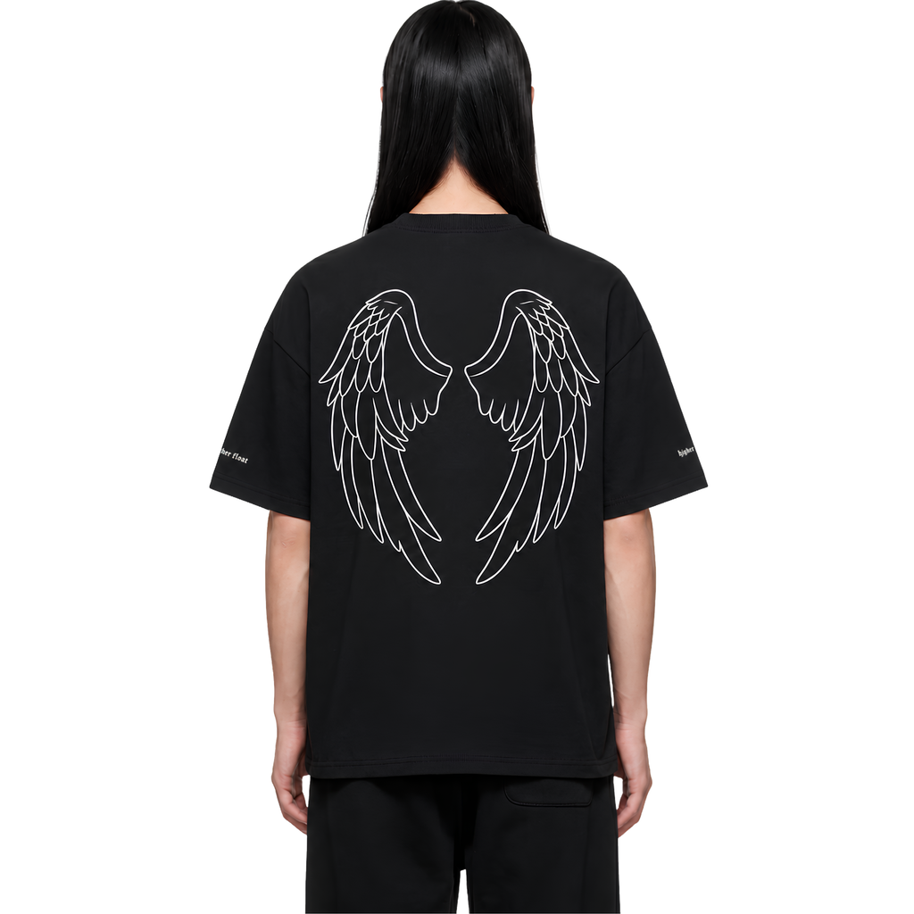 angels wings tshirt black