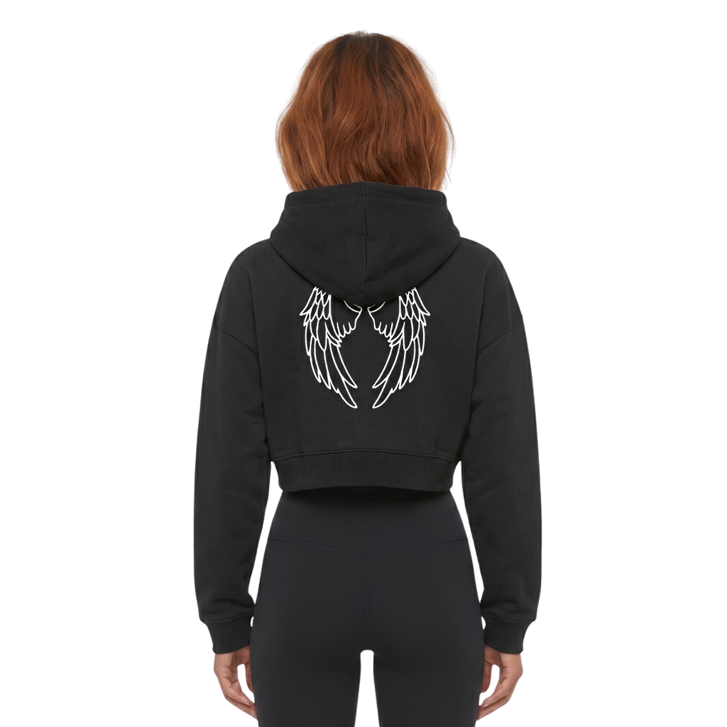hidden angel flower cropped hoodie