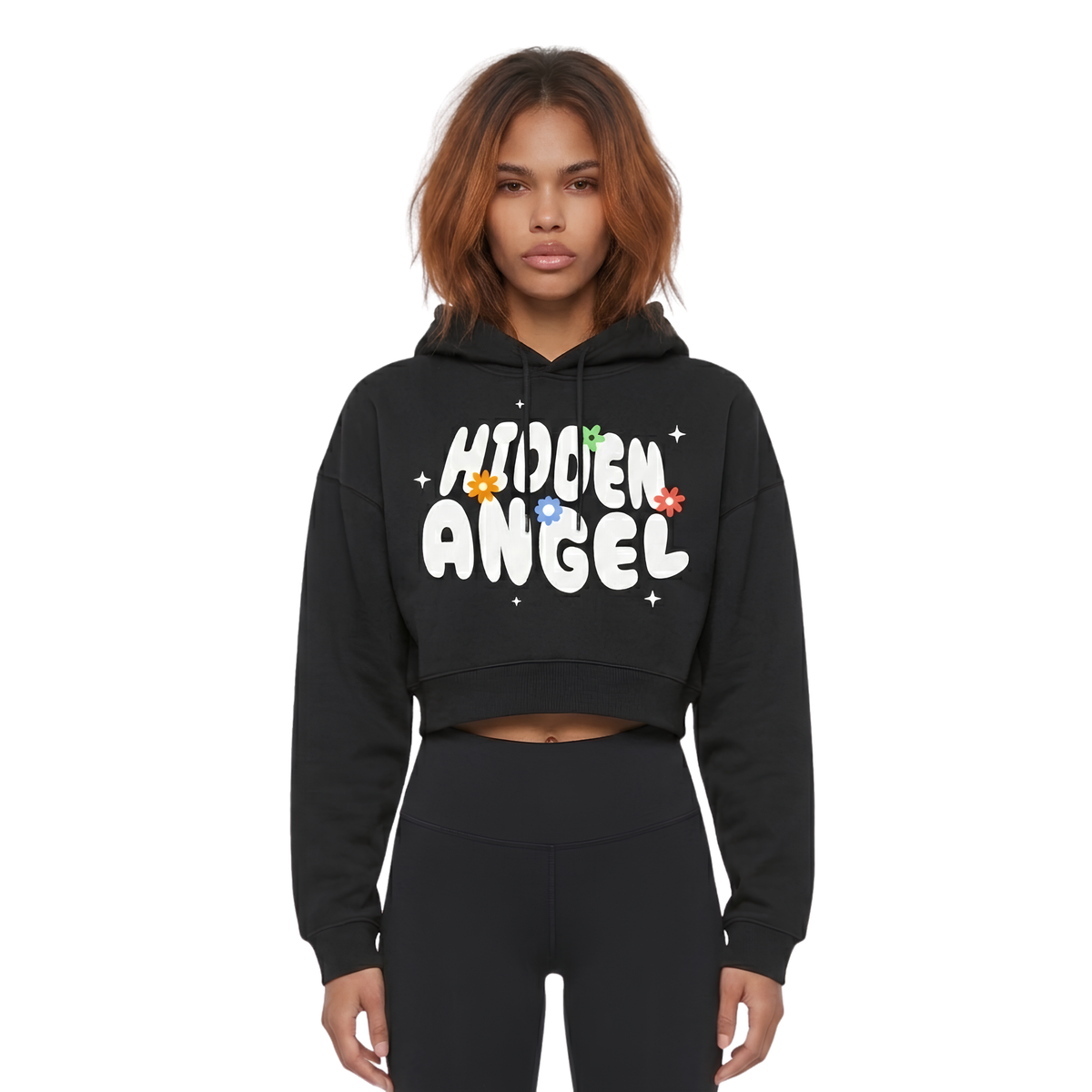hidden angel flower cropped hoodie