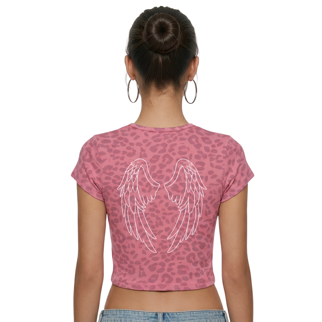hidden angel leopard print crop tee