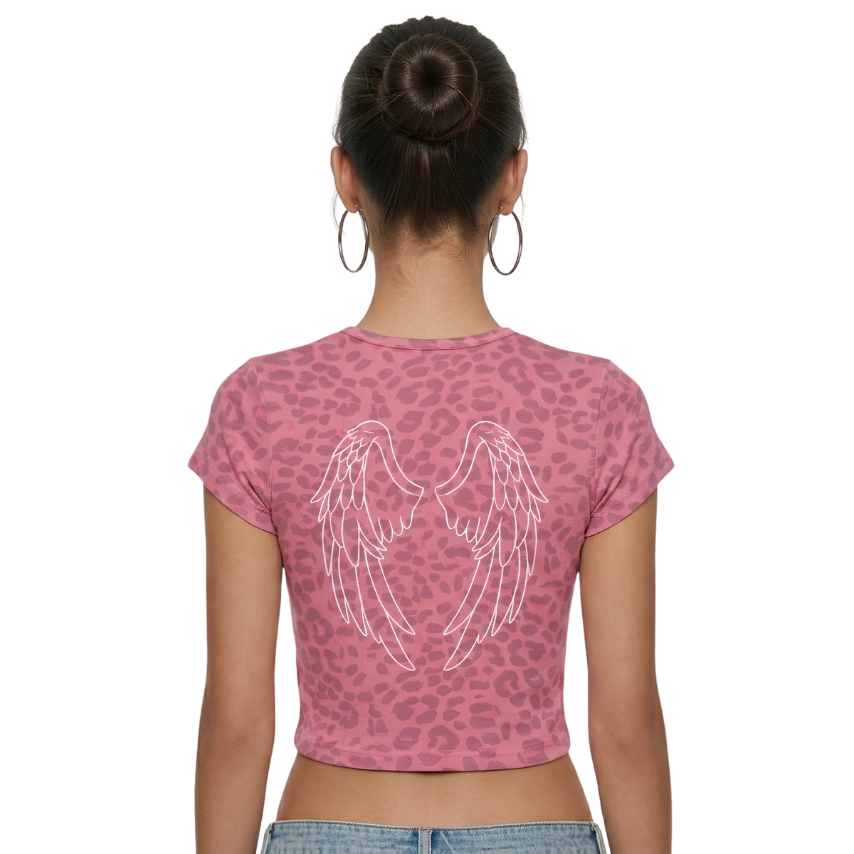 hidden angel leopard print crop tee