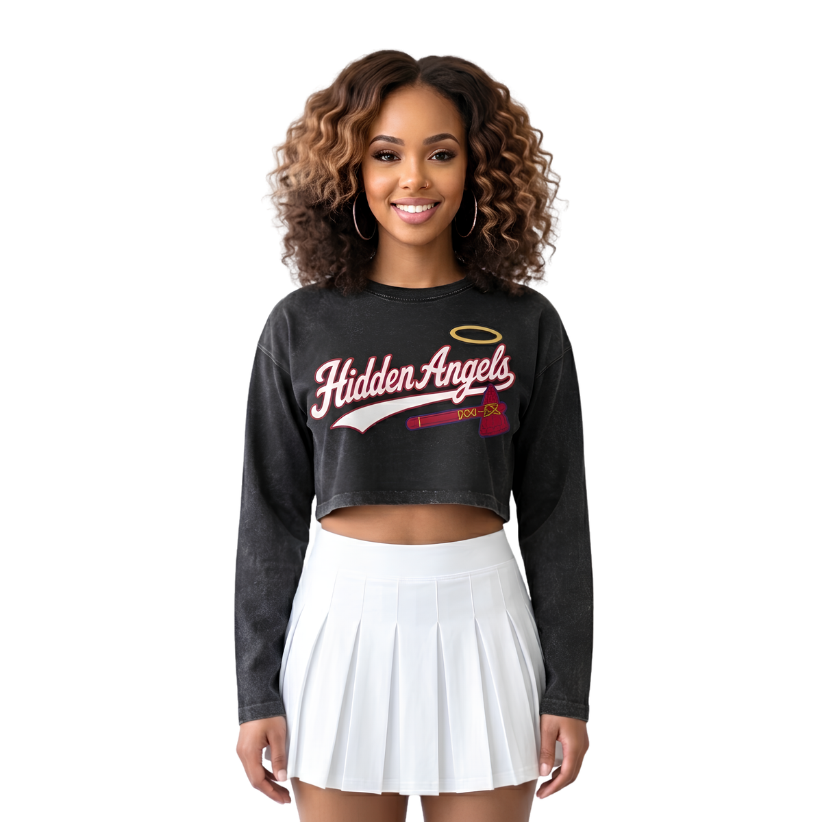 black tomahawk long crop tee