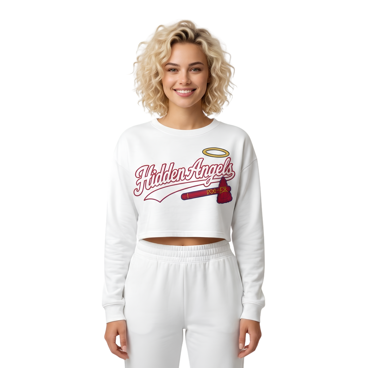 white tomahawk long crop tee