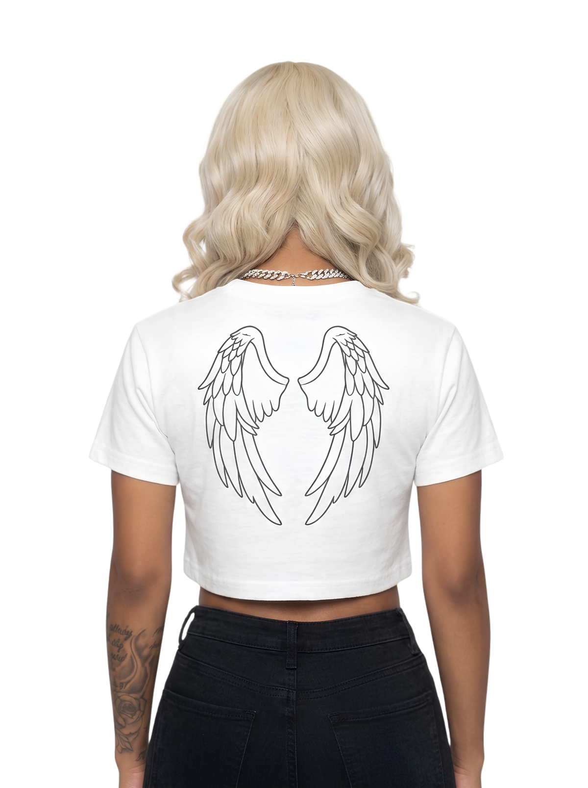 ladies tomahawk cropped tee white